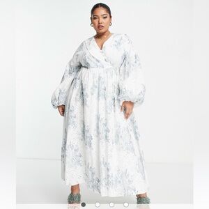ASOS EDITION Curve wrap smock printed eyelet midi dress